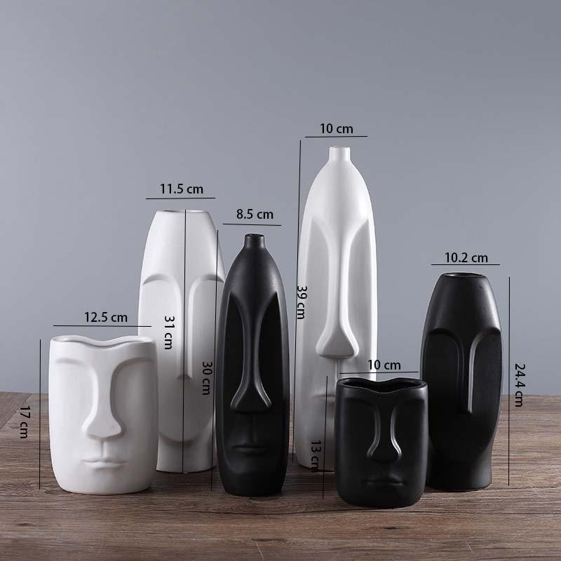 Abstract Black and White Face Vase - Area Collections
