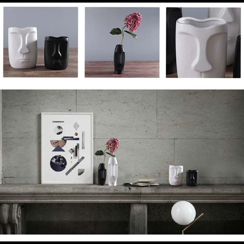 Abstract Black and White Face Vase - Area Collections