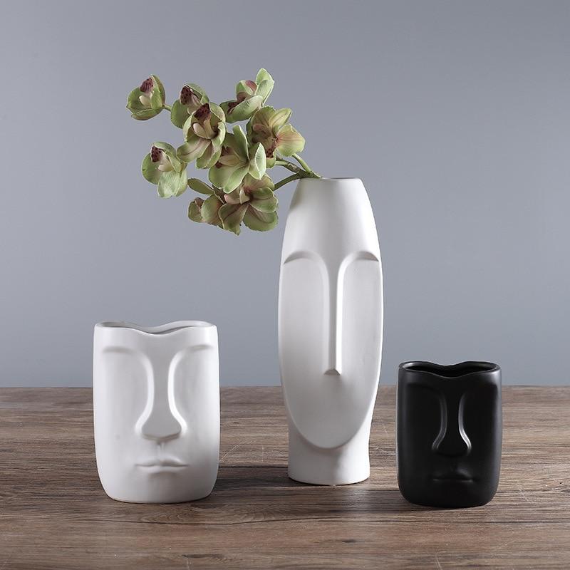 Abstract Black and White Face Vase - Area Collections