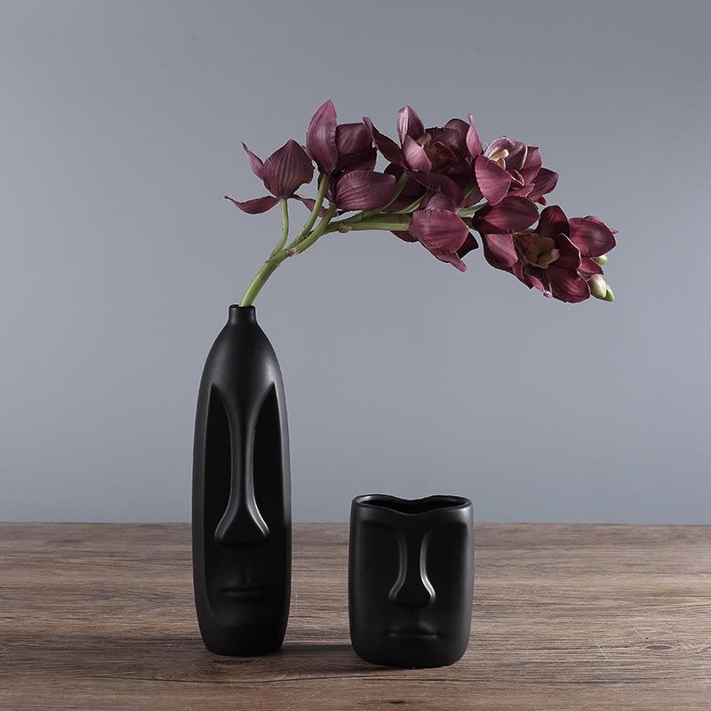Abstract Black and White Face Vase - Area Collections