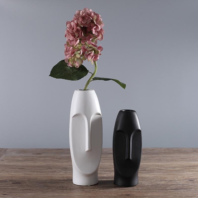 Abstract Black and White Face Vase - Area Collections