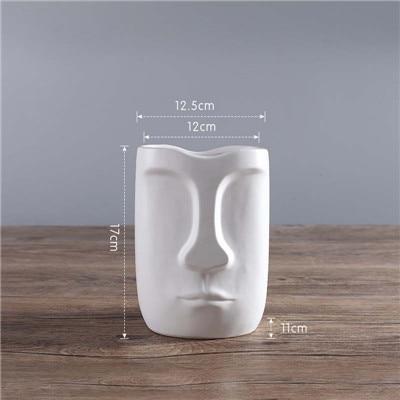 Abstract Black and White Face Vase - Area Collections