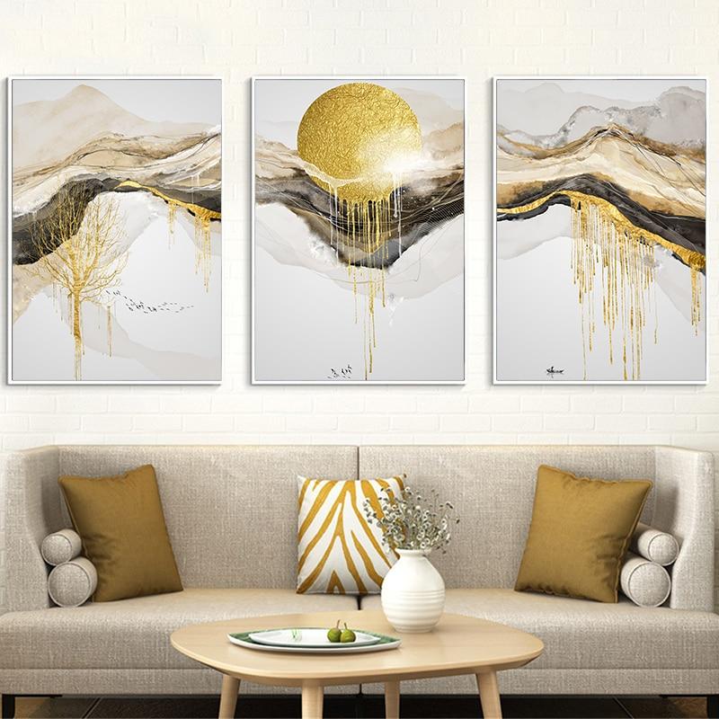 Abstract Golden Orb Wall Art - Area Collections