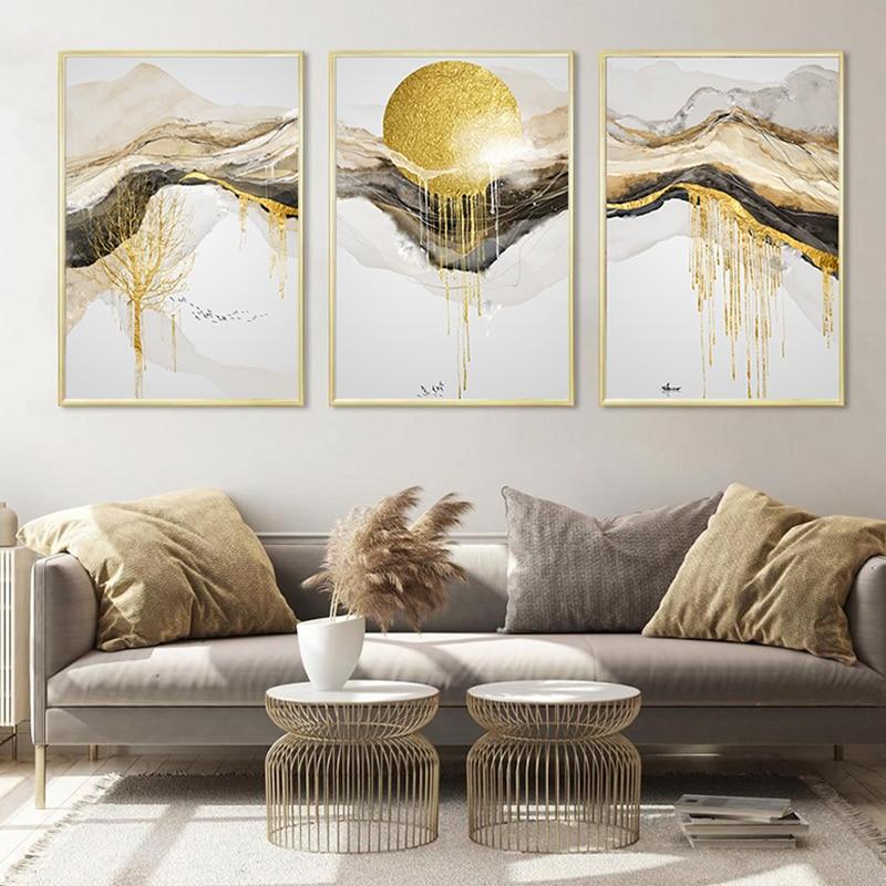 Abstract Golden Orb Wall Art - Area Collections