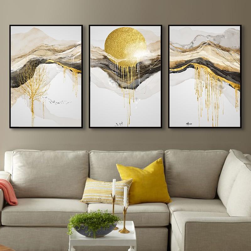 Abstract Golden Orb Wall Art - Area Collections