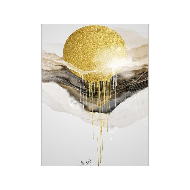 Abstract Golden Orb Wall Art - Area Collections