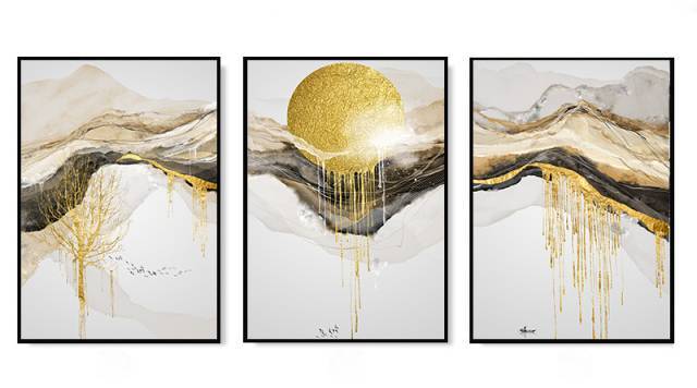 Abstract Golden Orb Wall Art - Area Collections