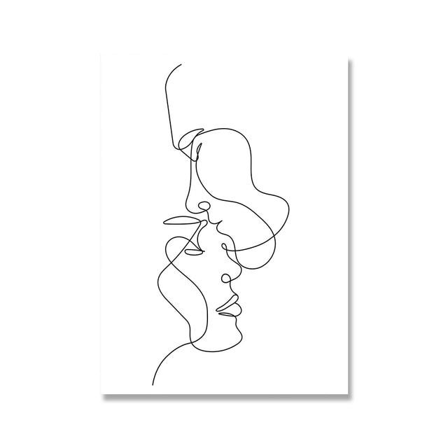 Abstract Line Loving Couple Wall Art - Area Collections
