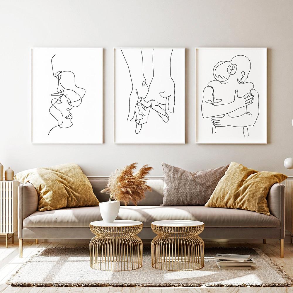 Abstract Line Loving Couple Wall Art - Area Collections