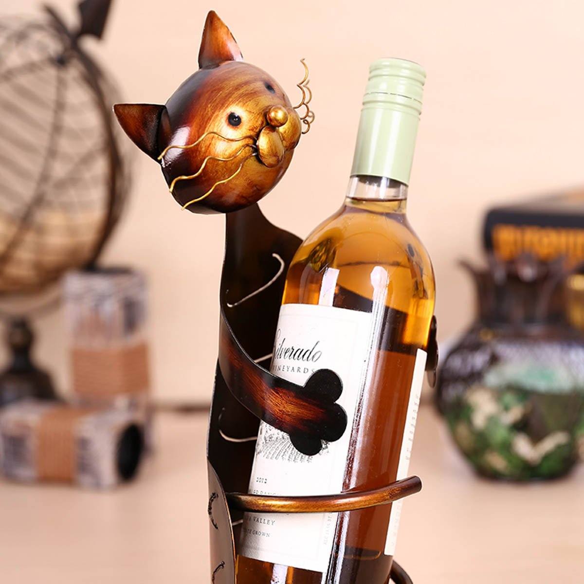 Area Bronzed Cat Wine Holder - Area Collections