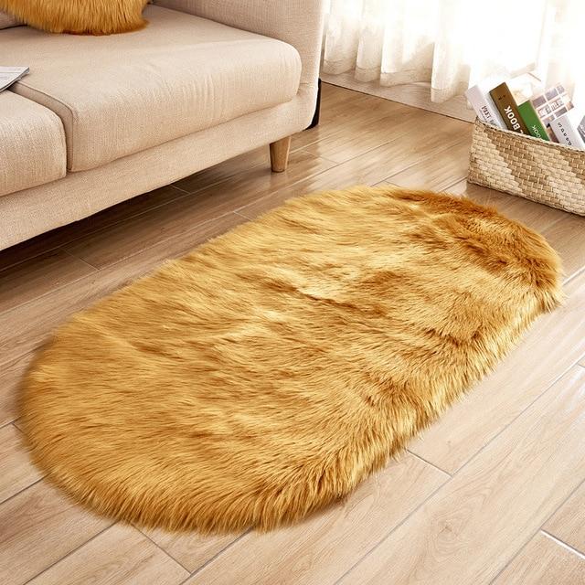 Area Fluffy Oval Faux Sheepskin Rug - Area Collections