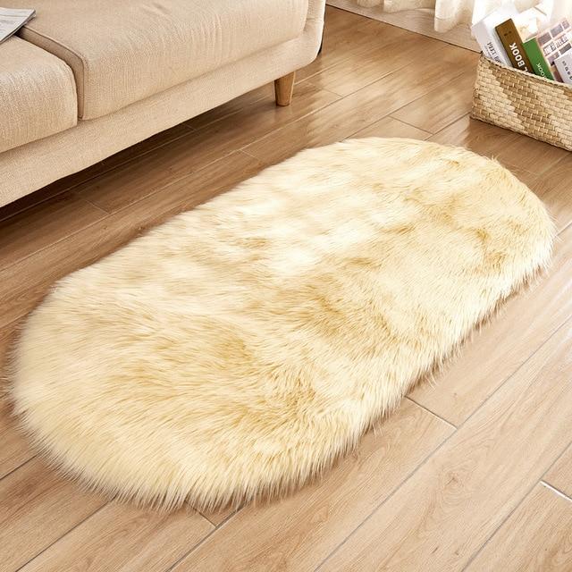 Area Fluffy Oval Faux Sheepskin Rug - Area Collections