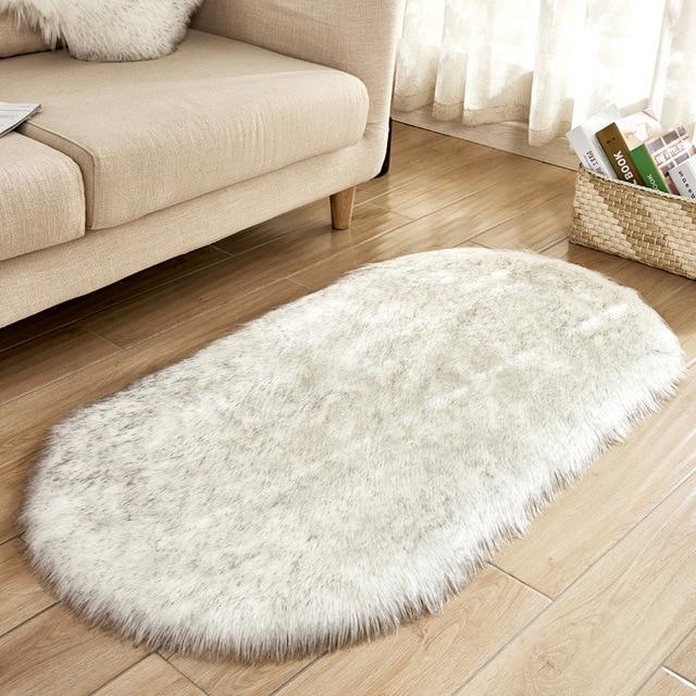 Area Fluffy Oval Faux Sheepskin Rug - Area Collections
