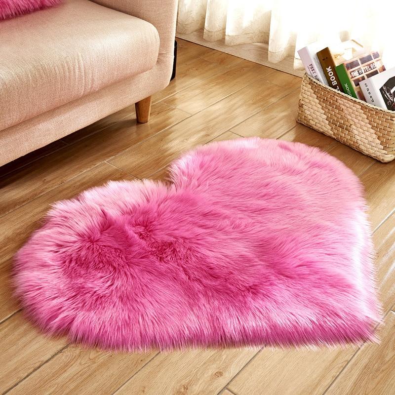 Area Heart Faux Sheepskin Rug - White - Area Collections
