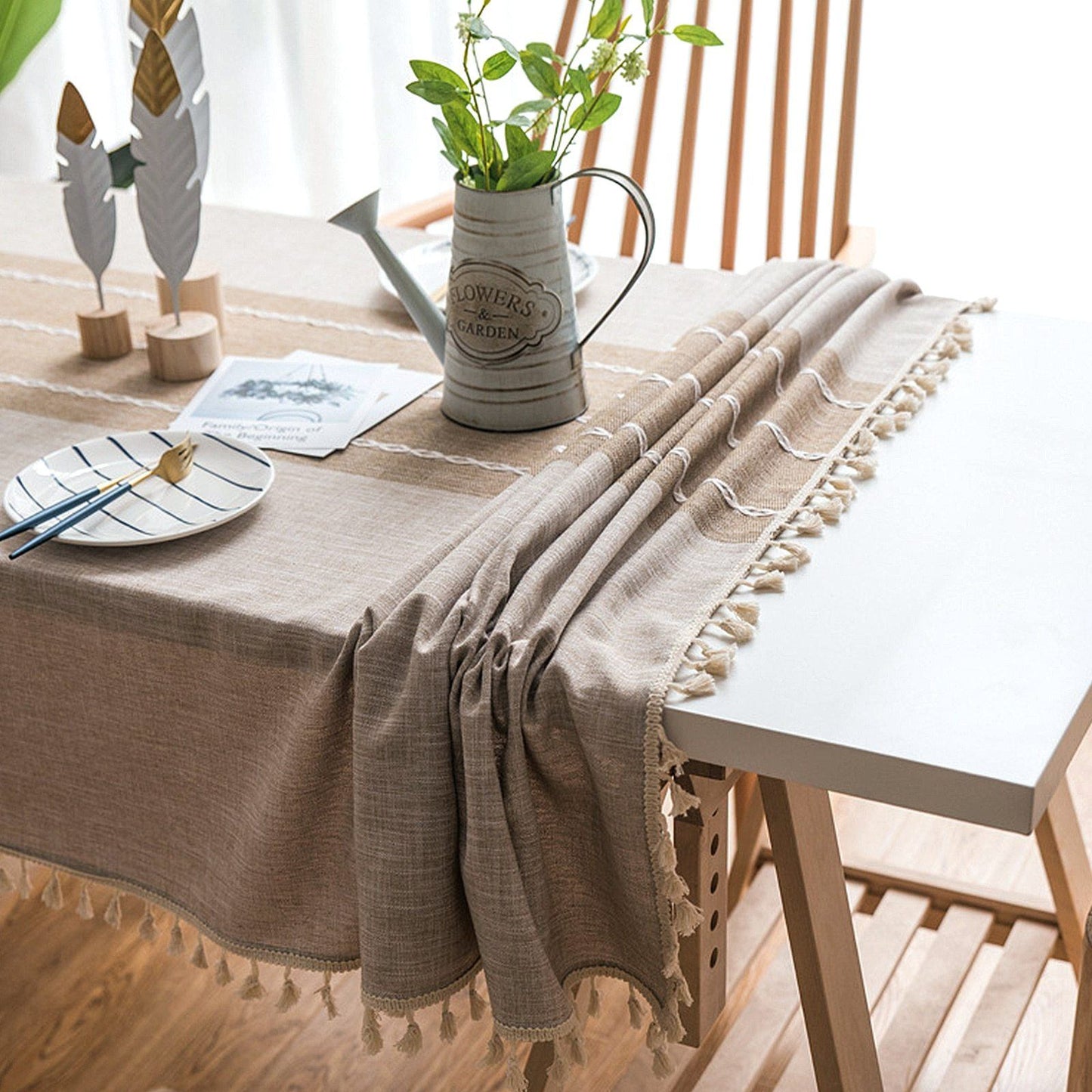 Area Rectangular Embroidery Tassel Tablecloth - Area Collections