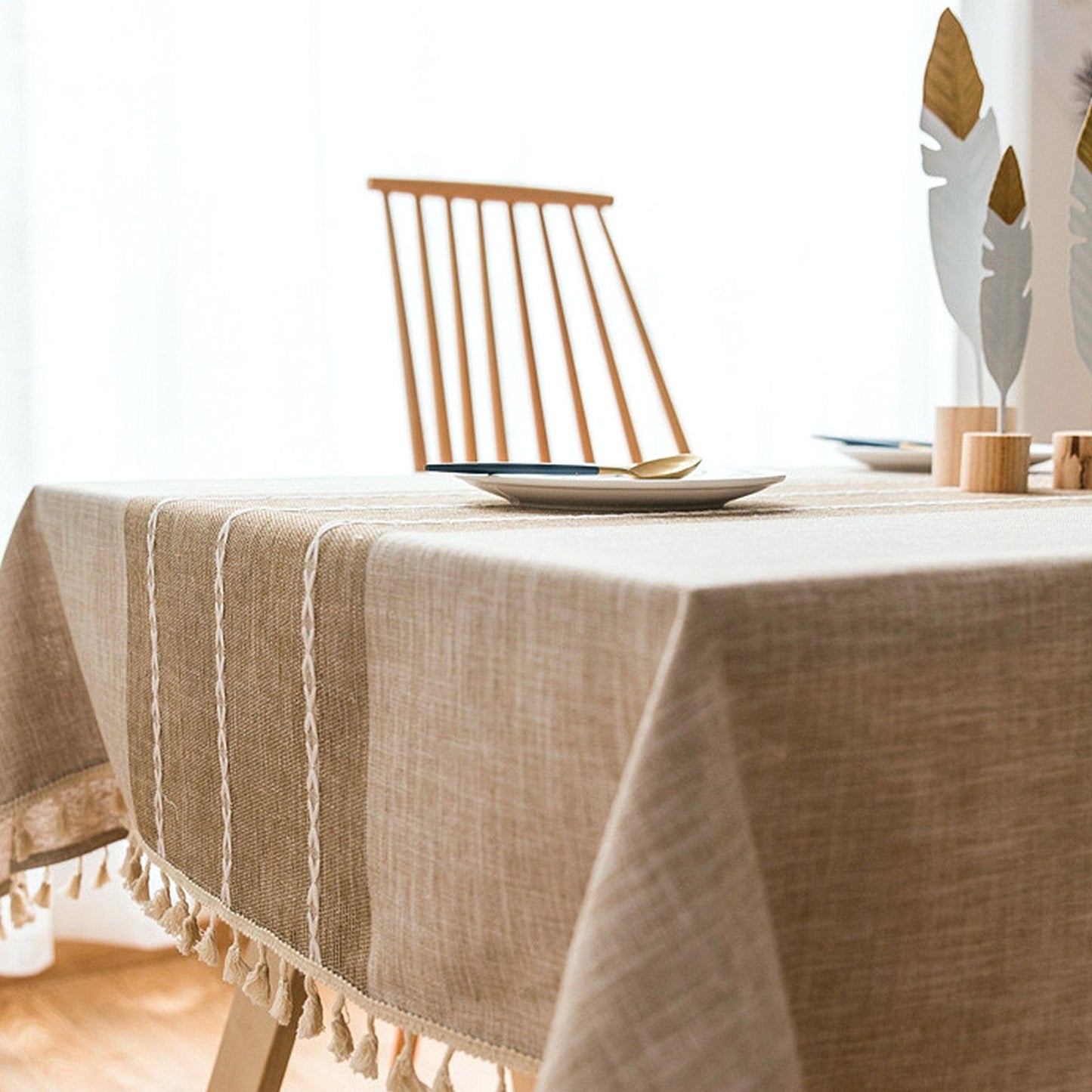 Area Rectangular Embroidery Tassel Tablecloth - Area Collections
