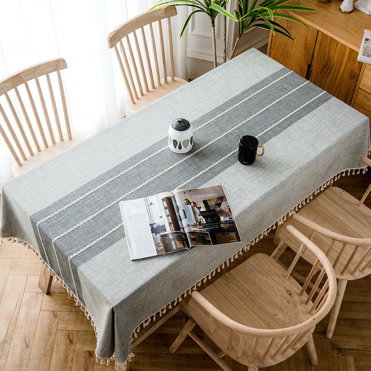 Area Rectangular Embroidery Tassel Tablecloth - Area Collections
