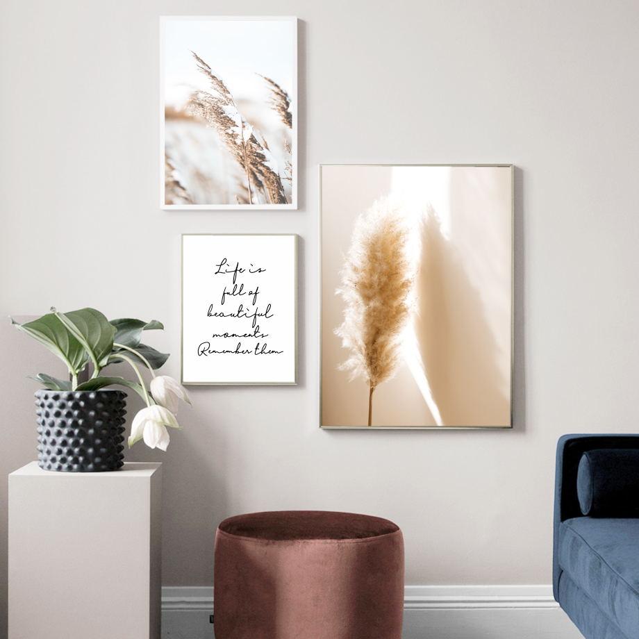 Beige Reed Dried Flower Wall Art - Area Collections