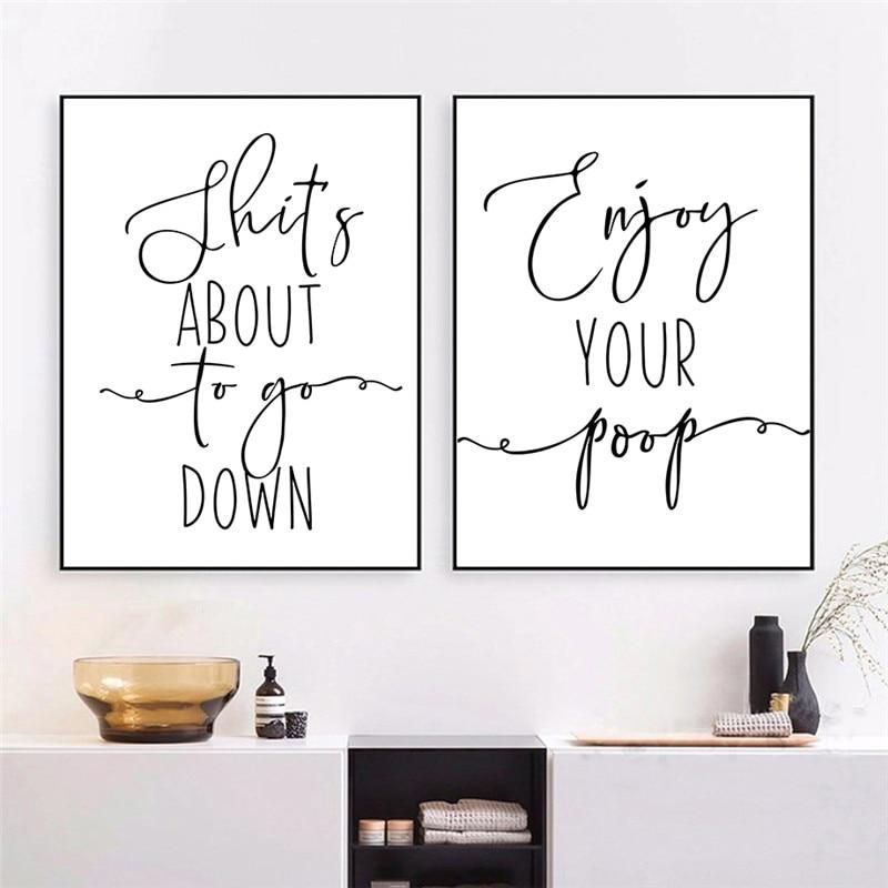 Funny Bathroom Quotes Canvas Print - Area Collections