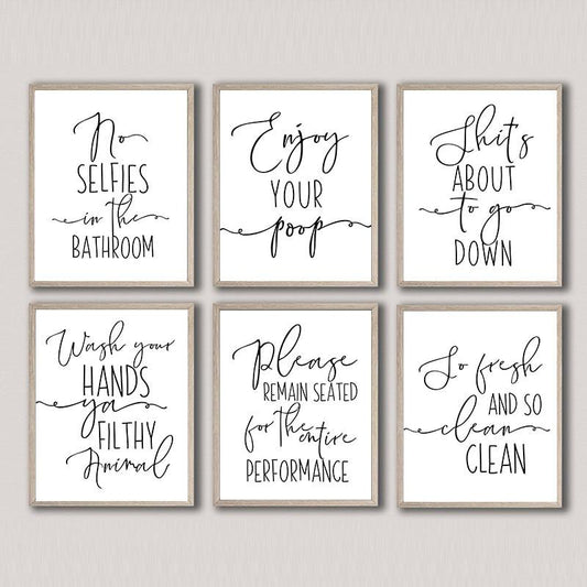 Funny Bathroom Quotes Canvas Print - Area Collections