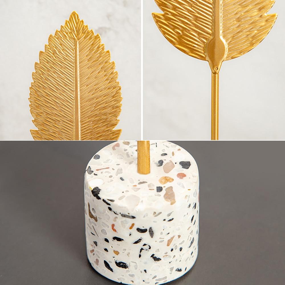 Golden Botanical Leaf Sculpture on Stand - Area Collections