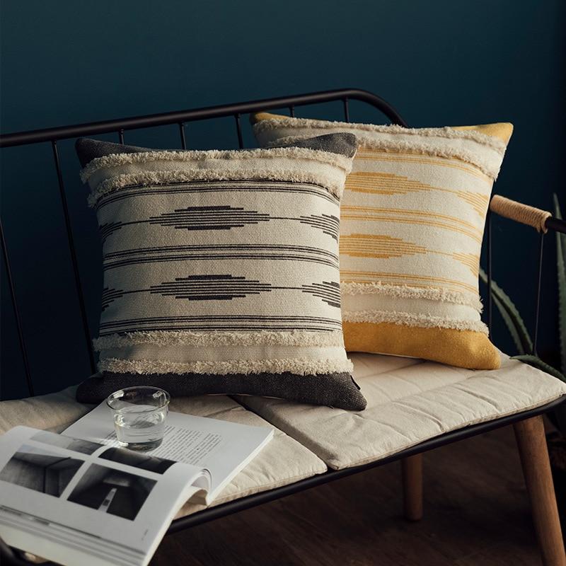 Mustard Gray Tufted Pillow - Area Collections