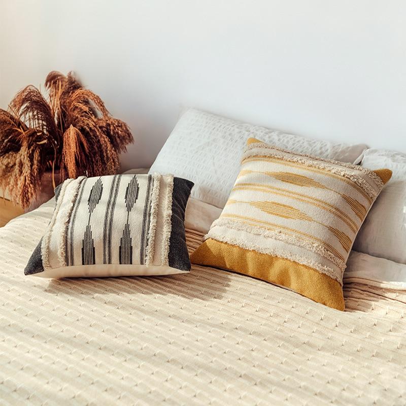 Mustard Gray Tufted Pillow - Area Collections