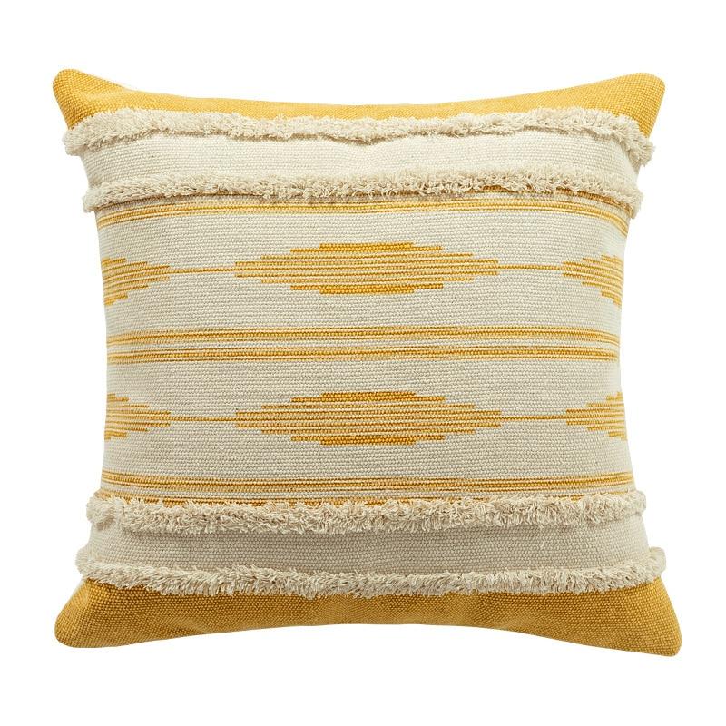 Mustard Gray Tufted Pillow - Area Collections