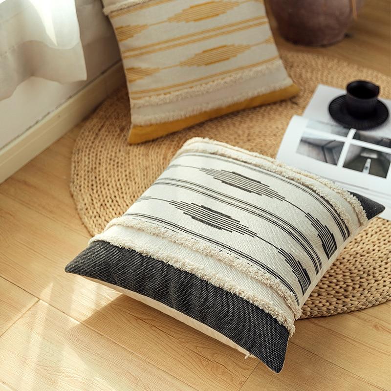 Mustard Gray Tufted Pillow - Area Collections