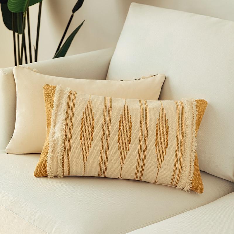 Mustard Gray Tufted Pillow - Area Collections