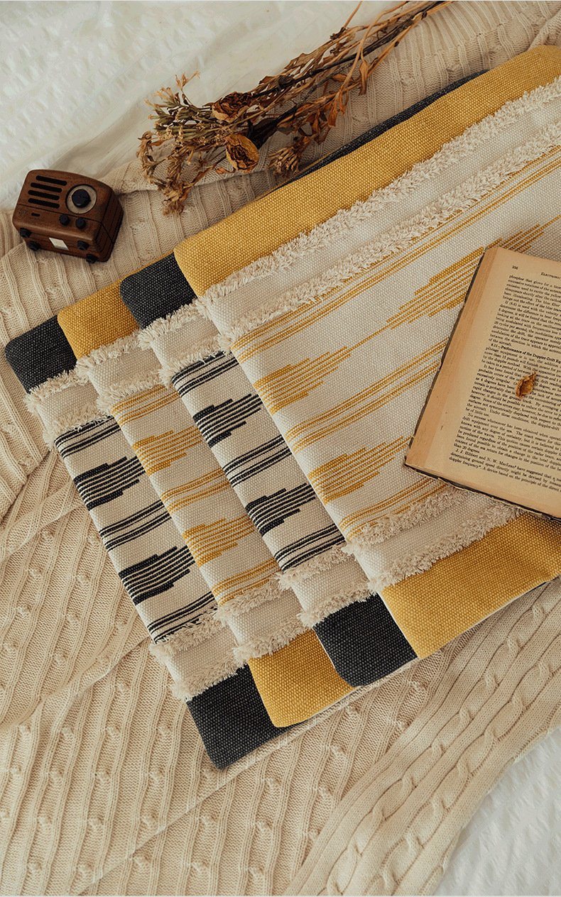 Mustard Gray Tufted Pillow - Area Collections