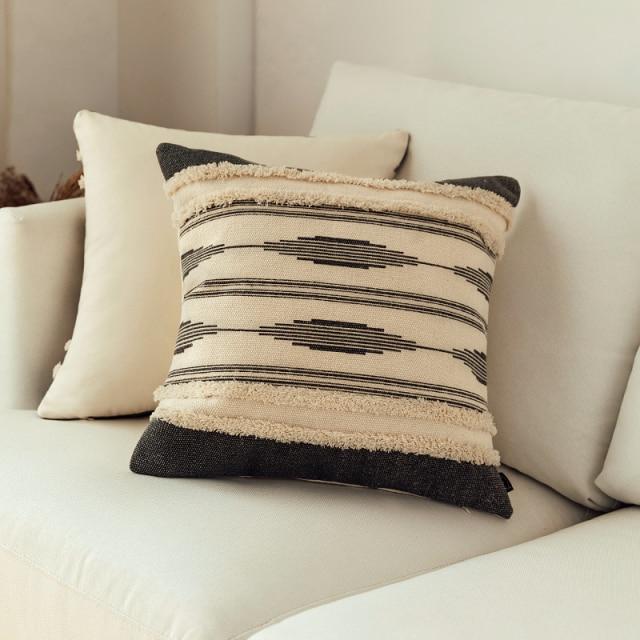 Mustard Gray Tufted Pillow - Area Collections