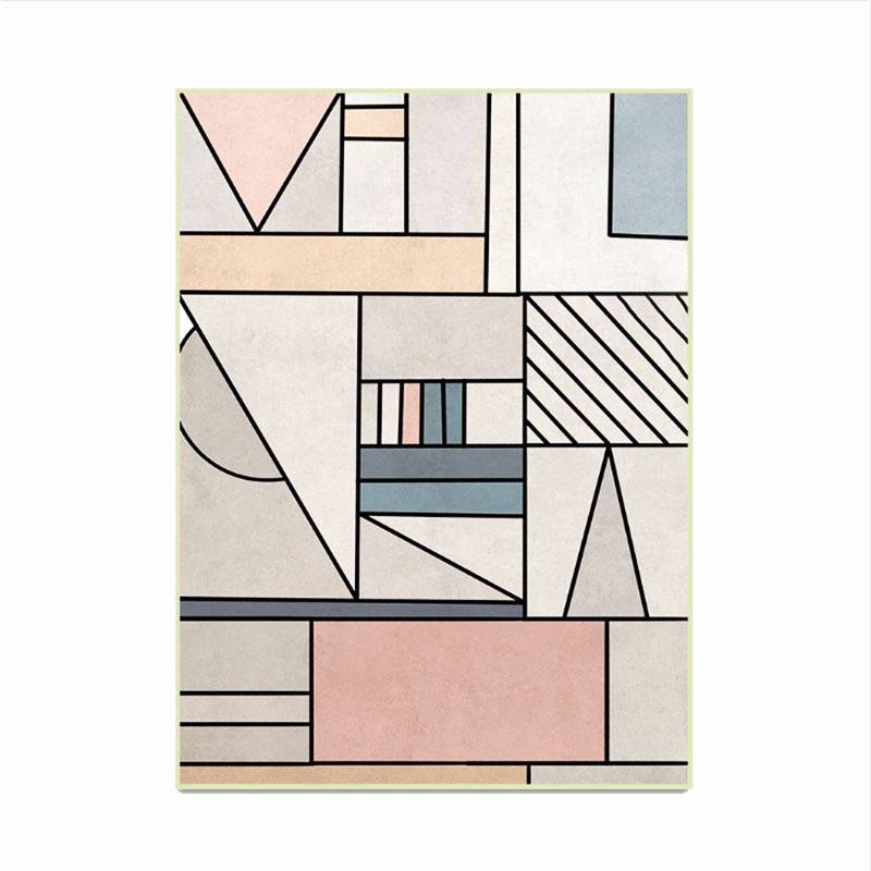 Nordic Geometric Gray Pink Pattern Rug - Area Collections