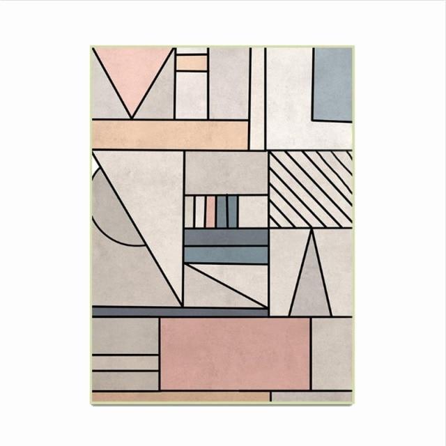 Nordic Geometric Gray Pink Pattern Rug - Area Collections