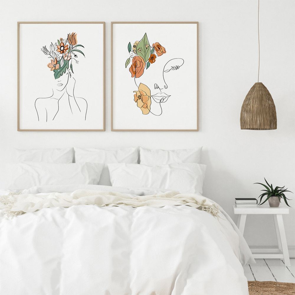 Abstract Line Floral Lady Wall Art - Area Collections