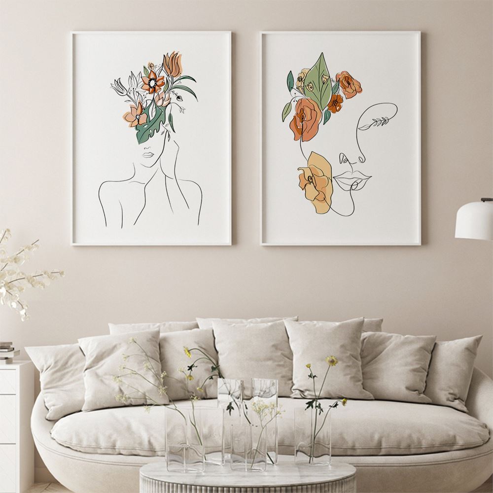 Abstract Line Floral Lady Wall Art - Area Collections