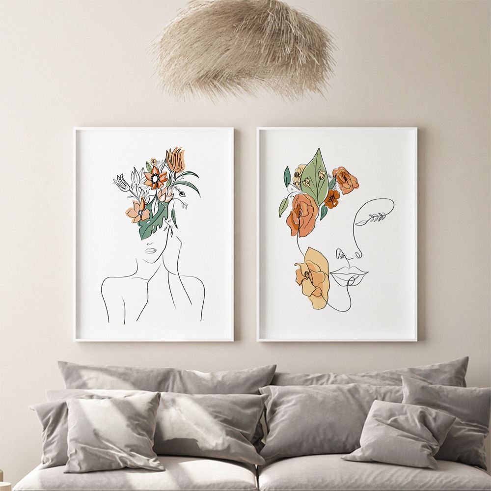 Abstract Line Floral Lady Wall Art - Area Collections
