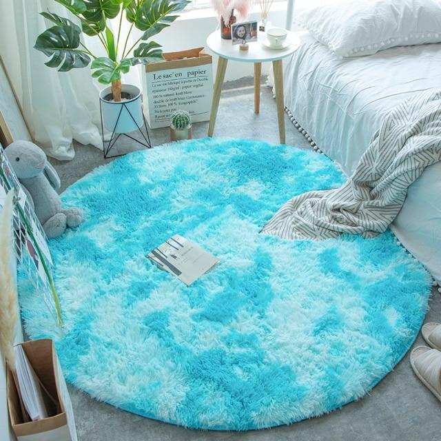 Area Colorful Shaggy Round Rug - Carribean - Area Collections