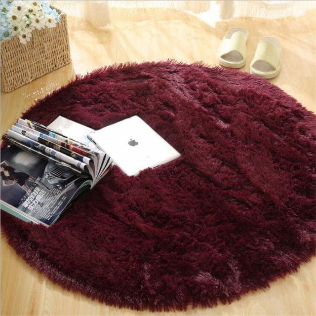 Area Colorful Shaggy Round Rug - Light Tan - Area Collections
