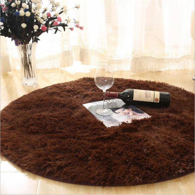 Area Colorful Shaggy Round Rug - Light Tan - Area Collections
