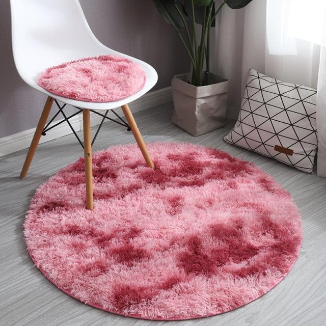 Area Colorful Shaggy Round Rug - Red - Area Collections