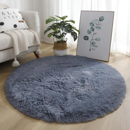 Area Colorful Shaggy Round Rug - Silver Grey - Area Collections