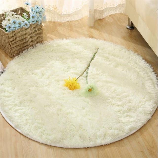 Area Colorful Shaggy Round Rug - White - Area Collections