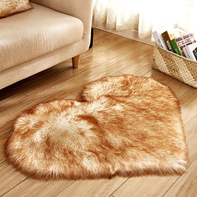 Area Heart Faux Sheepskin Rug - Bronze - Area Collections