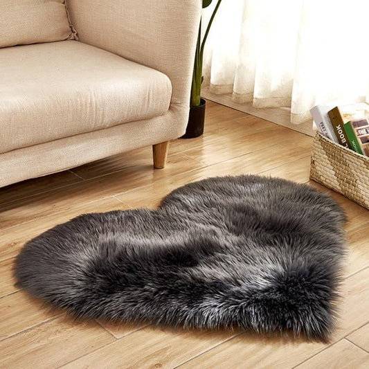 Area Heart Faux Sheepskin Rug - Dark Gray - Area Collections