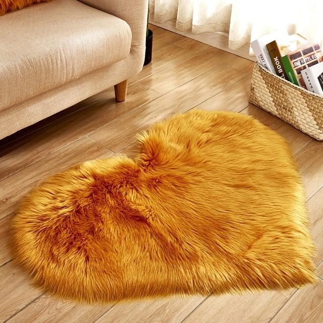Area Heart Faux Sheepskin Rug - Gold - Area Collections