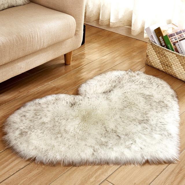 Area Heart Faux Sheepskin Rug - Silverline - Area Collections