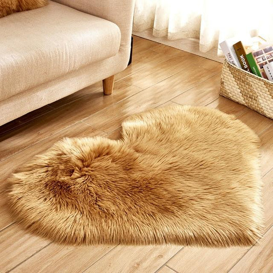 Area Heart Faux Sheepskin Rug - Tan - Area Collections
