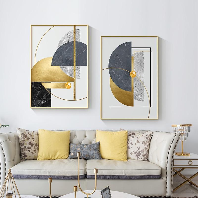 Area Modern Golden Geometric Wall Art - Area Collections