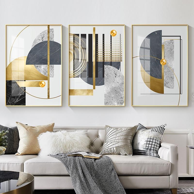 Area Modern Golden Geometric Wall Art - Area Collections